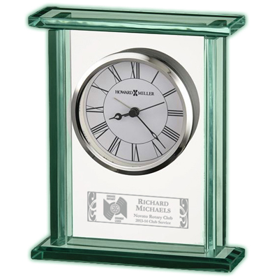 Rotary 2013 - 2014 Theme Glass & Chrome Carriage Clock